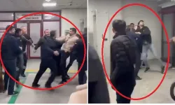 Hastanenin acil servisinde bıçaklı, tekmeli ve yumruklu kavga kamerada; 1 yaralı