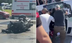Ambulans ile motosiklet çarpıştı: Ambulans Devrildi