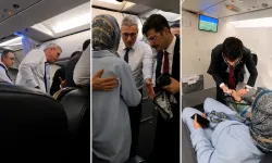 Uçakta fenalaşan yolcuya Bakan Memişoğlu ve ekibi müdahale etti