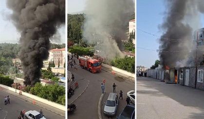 İskenderun Devlet Hastanesi'nde yangın: Poliklinik olarak kullanılan 3 konteyner kül oldu!
