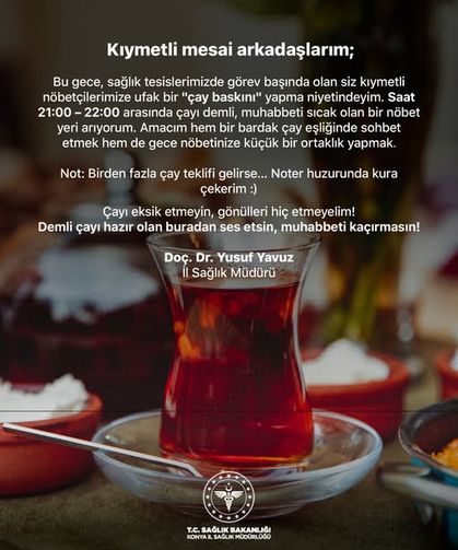 İl Sağlık Müdüründen Nöbetçi Sağlık Personeline Sıcak Çay Daveti: "Muhabbeti Kaçırmayın!"