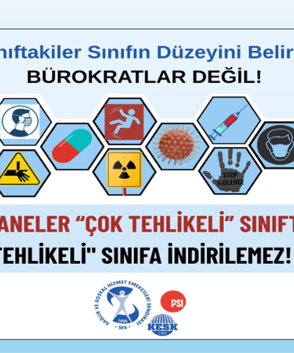 Hastanelerin Çok Tehlikeli Sınıftan Tehlikeli Sınıfa İndirilmesine Sendikadan Tepki