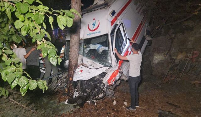 Ambulans kamyonetle çarpışıp bahçeye uçtu: 1 ölü, 5 yaralı