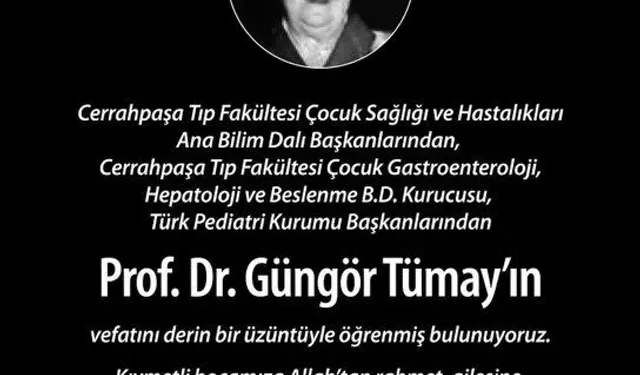 Prof. Dr. Güngör Tümay Hayatını Kaybetti