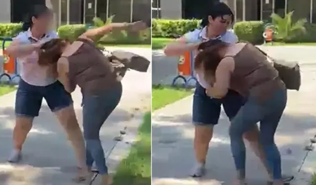 Kocasıyla birlikte bastığı kadını saçından sürükledi