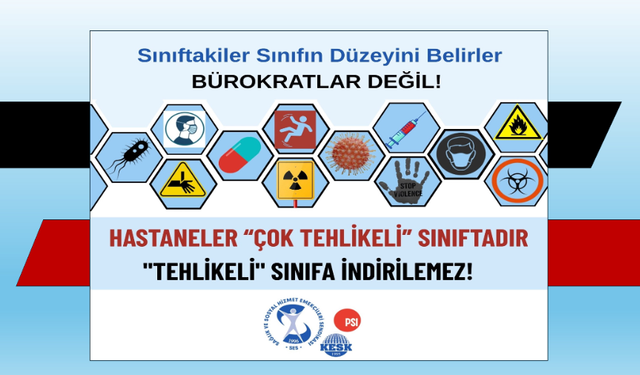 Hastanelerin Çok Tehlikeli Sınıftan Tehlikeli Sınıfa İndirilmesine Sendikadan Tepki