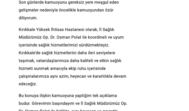 Başhekim: Sağlık Müdürü ile Uyum İçinde Çalışıyoruz