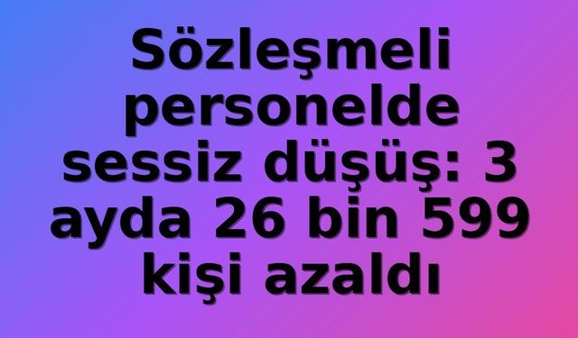 Kamu İstihdamında Sessiz Dönüşüm: Sözleşmeli Personel Sayısı 26 Bin 599 Kişi Azaldı