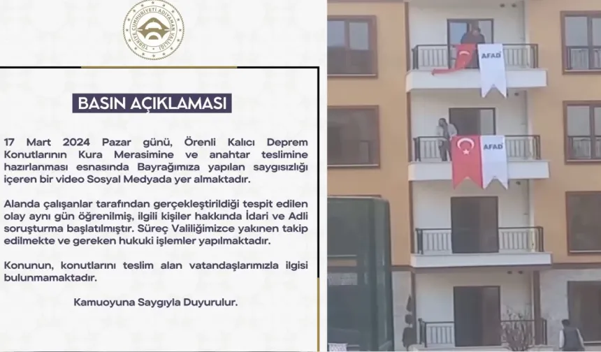 Deprem konutlarında bayrakları atan çalışanlara soruşturma