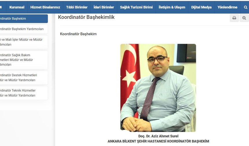 Ankara Bilkent Şehir Hastanesi'nde Koordinatör Başhekim Değişikliği