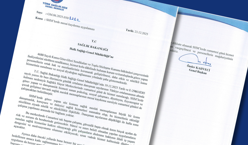 SHM'lerin (Sağlıklı Hayat Merkezleri)  hafta sonu çalışmasından vazgeçilmesi istendi