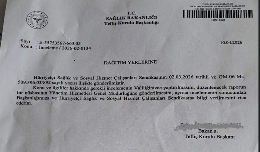 Sendikanın Başvurusu Üzerine Sağlık Müdürüne Soruşturma Açıldı
