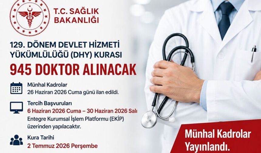 129. Dönem DHY ile 945 Doktor Ataması Yapılacak